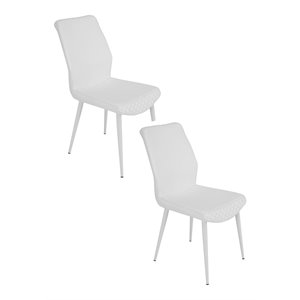 Pemberly Row 18.5&quot Faux Leather Dining Chair in White (Set of 2)