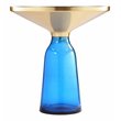 Pemberly Row Contemporary Glass Side Table in Gold and Blue Finish