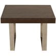 Pemberly Row Modern Wood Veneer & Polished Steel Side Table in Espresso