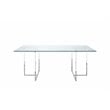 Pemberly Row Modern Tempered Glass & Polished Steel Dining Table in Clear