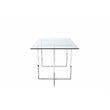 Pemberly Row Modern Tempered Glass & Polished Steel Dining Table in Clear