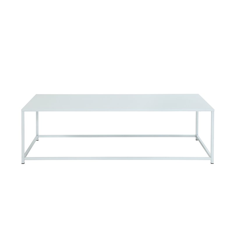 Pemberly Row Contemporary Rectangular Metal Coffee Table in White