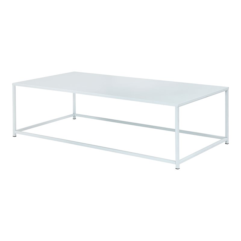 Pemberly Row Contemporary Rectangular Metal Coffee Table in White