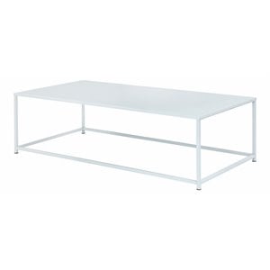 Pemberly Row Contemporary Rectangular Metal Coffee Table in White