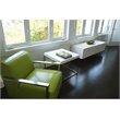 Pemberly Row Gloss Lacquer & High Polished Steel Metal Side Table in White