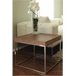 Pemberly Row Modern Wood Veneer & High Polished Steel Side Table in Walnut