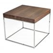 Pemberly Row Modern Wood Veneer & High Polished Steel Side Table in Walnut
