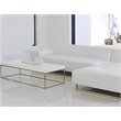 Pemberly Row Gloss Lacquer & High Polished Steel Metal Coffee Table in White
