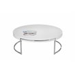 Pemberly Row Gloss Lacquer & High Polished Steel Metal Coffee Table in White