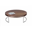 Pemberly Row Modern Wood Veneer & High Polished Steel Coffee Table in Walnut