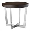 Pemberly Row Modern Wood Veneer & Polished Steel Side Table in Espresso