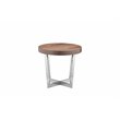 Pemberly Row Modern Wood Veneer & High Polished Steel Side Table in Walnut