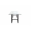 Pemberly Row Polished Steel Metal & Glass Desk in Black Frame/Clear Top