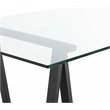 Pemberly Row Polished Steel Metal & Glass Desk in Black Frame/Clear Top