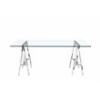 Pemberly Row Modern Polished Steel Metal and Tempered Glass Desk in Clear