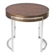 Pemberly Row Modern Wood Veneer & High Polished Steel Side Table in Walnut