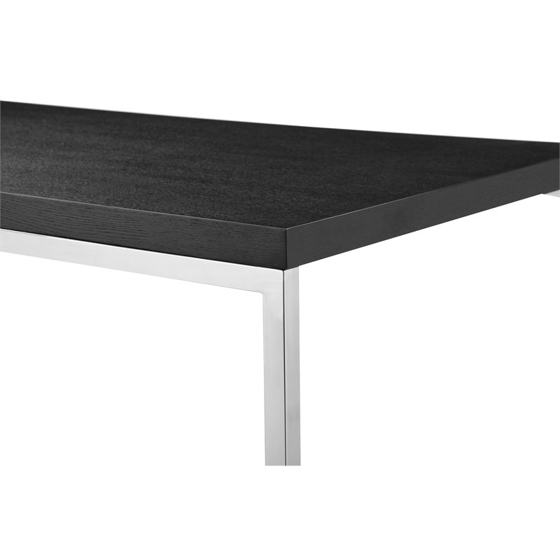 Pemberly Row Modern Wood Veneer & High Polished Steel Desk in Black