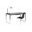 Pemberly Row Modern Wood Veneer & High Polished Steel Desk in Espresso