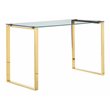 Pemberly Row Modern High Polished Steel Metal & Tempered Glass Desk in Gold