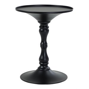 Pemberly Row Circle Top Modern Steel Metal Side Table in Black