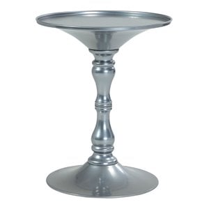 Pemberly Row Circle Top Modern Steel Metal Side Table in Silver