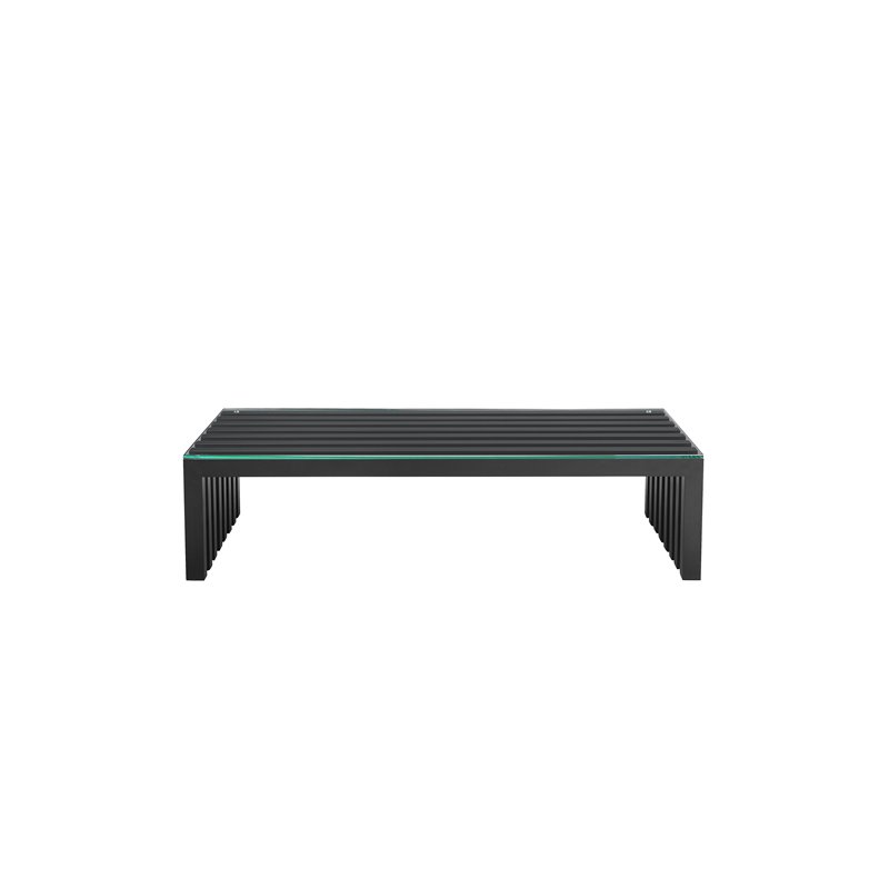 Pemberly Row Contemporary Rectangle Metal Coffee Table in Black