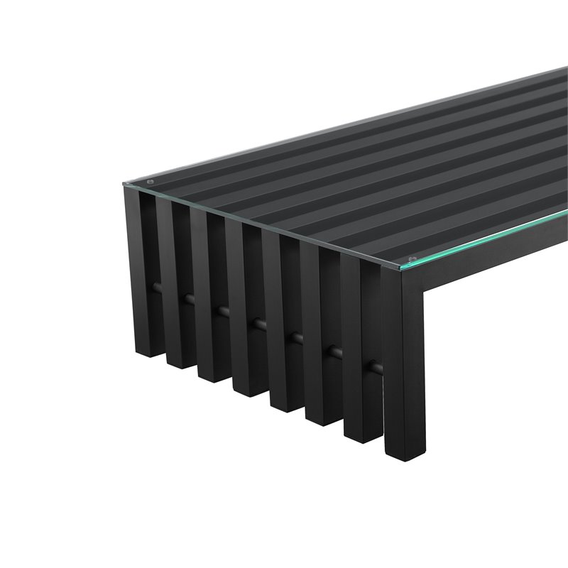 Pemberly Row Contemporary Rectangle Metal Coffee Table in Black