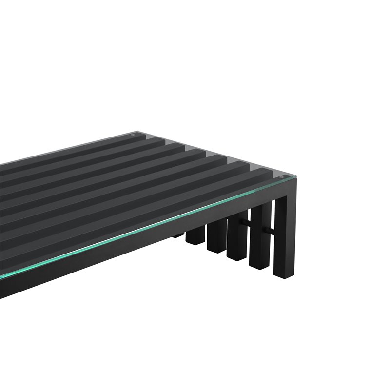 Pemberly Row Contemporary Rectangle Metal Coffee Table in Black