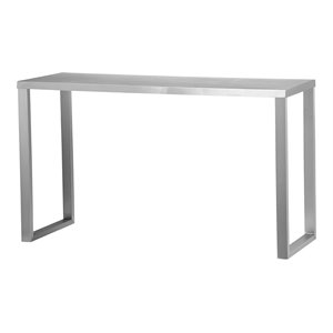 Pemberly Row Contemporary Brushed Metal Console Table in Silver