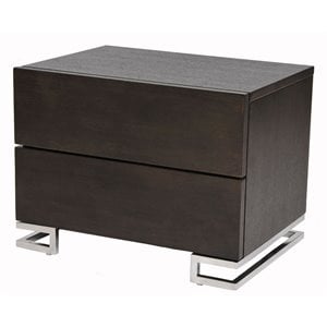 Pemberly Row Modern Wood & High Polished Steel Night Stand in Espresso