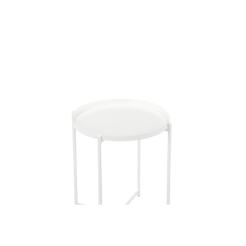 Pemberly Row Contemporary Removable Top Metal Side Table in White