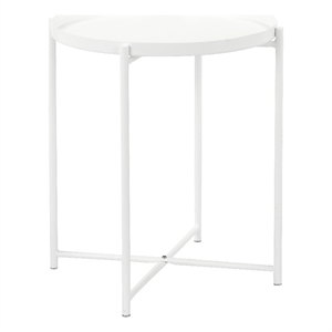 Pemberly Row Contemporary Removable Top Metal Side Table in White