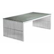 Pemberly Row Contemporary Rectangle Metal & Glass Coffee Table in Silver