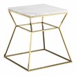 Pemberly Row Modern Marble & Steel Side Table in White & Gold