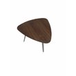 Pemberly Row Modern Wood Veneer & High Polished Steel Accent Table in Walnut