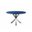 Pemberly Row Gloss Lacquer & High Polished Steel Metal Dining Table in Navy