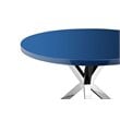 Pemberly Row Gloss Lacquer & High Polished Steel Metal Dining Table in Navy