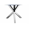 Pemberly Row Gloss Lacquer & High Polished Steel Metal Dining Table in Navy