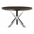 Pemberly Row Modern Wood Veneer & Polished Steel Dining Table in Espresso
