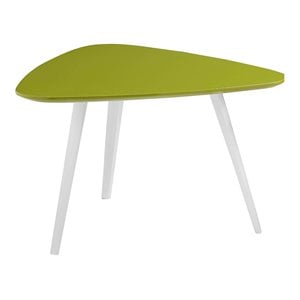 Pemberly Row Modern Lacquer Wood & Powder Coated Accent Table in Green/White