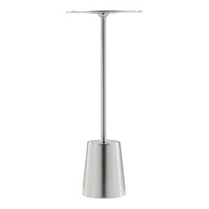 Pemberly Row Dome Base Modern Brushed Metal Side Table in Silver