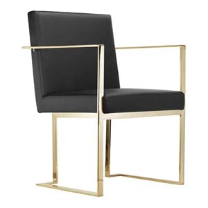 Pemberly Row 18.5&quot Polyurethane & Metal Arm Chair in Black/Gold