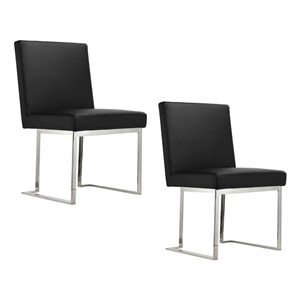 Pemberly Row 18.5&quot Polyurethane & Metal Side Chair in Black (Set of 2)