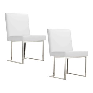 Pemberly Row 18.5&quot Polyurethane & Metal Side Chair in White (Set of 2)