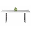 Pemberly Row Gloss Lacquer & Polished Steel Metal Dining Table in White