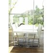 Pemberly Row Gloss Lacquer & Polished Steel Metal Dining Table in White