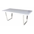 Pemberly Row Gloss Lacquer & Polished Steel Metal Dining Table in White