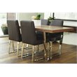 Pemberly Row Modern Wood Veneer & Polished Steel Dining Table in Walnut