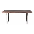 Pemberly Row Modern Wood Veneer & Polished Steel Dining Table in Walnut