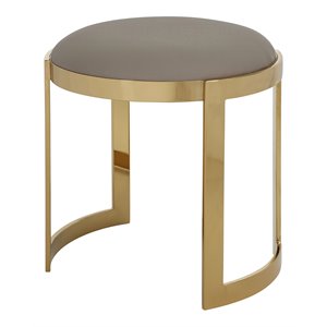 Pemberly Row 19&quot Modern Faux Leather Stool in Gold Frame/Sand